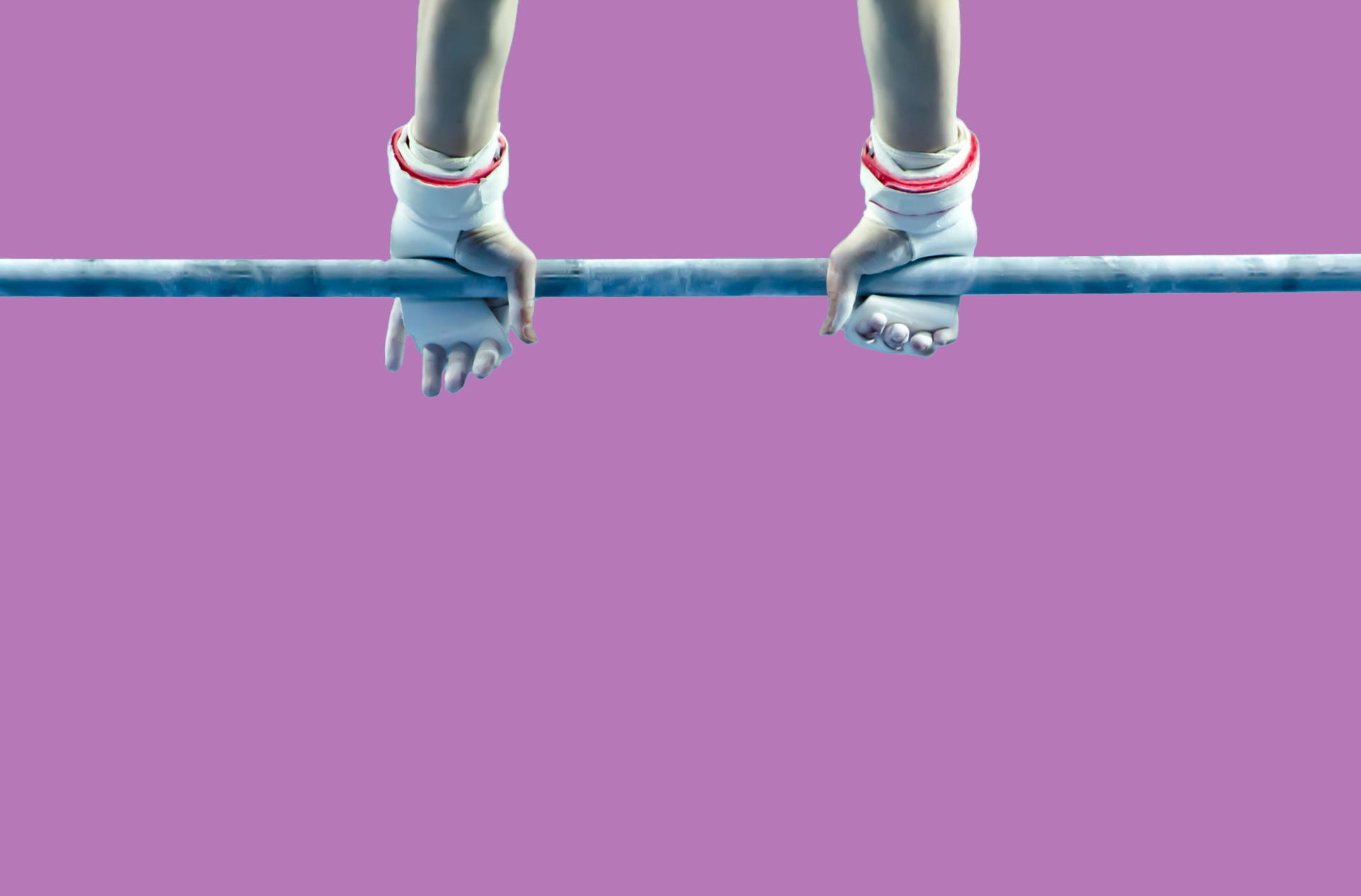 Liquid chalk on gymnastics bar