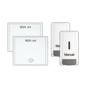 New customer kit with 2 800ml liquid chalk bags and 2 white manual dispensers